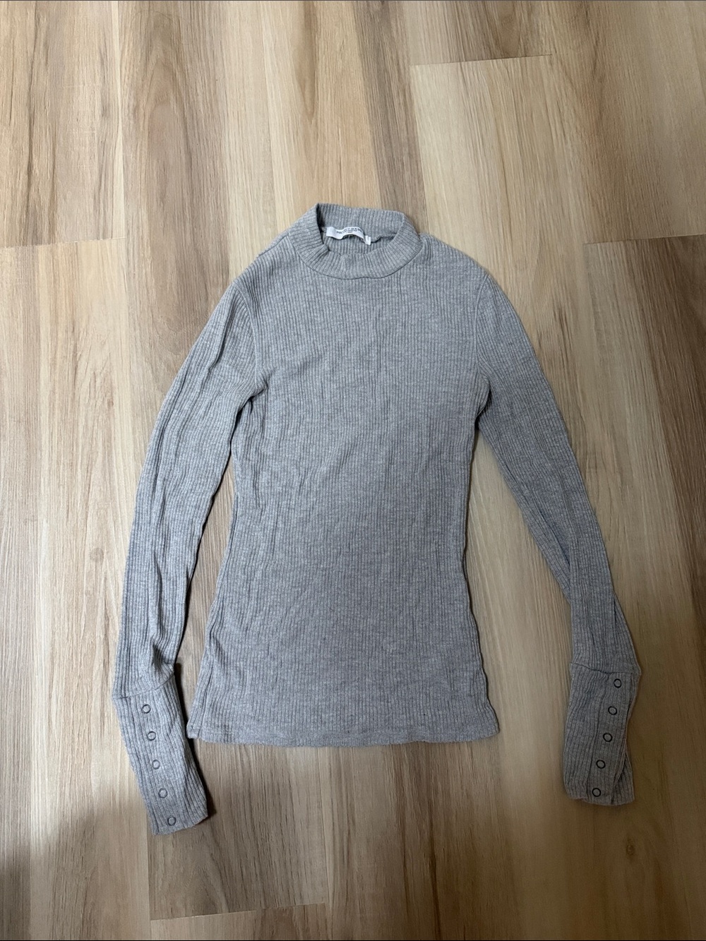 Project Social T Ribbed Mock Neck Long Sleeve Top - Gray